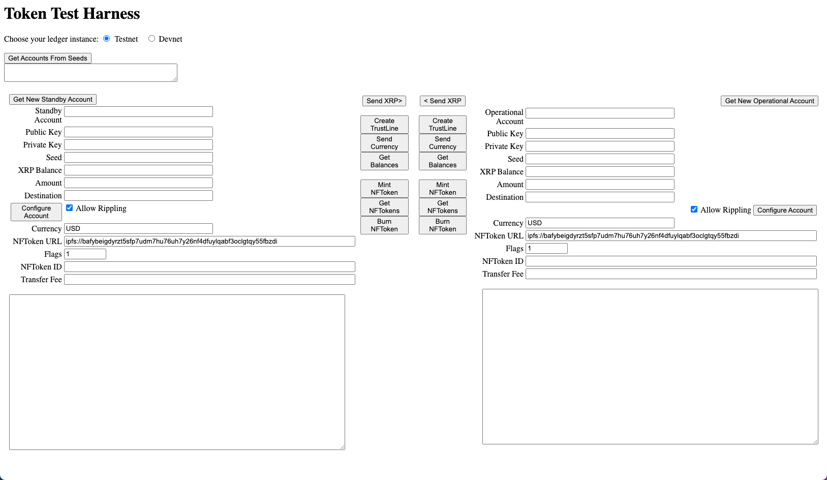 Test harness with mint NFToken fields